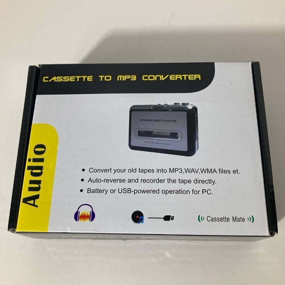 Cassette Tape to‎ MP3 Converter 3 x 4" Open Box Not Tested